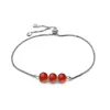 Lot de 3 bracelets de cheville en perles de cristal de guérison avec chaîne en argent de 8 mm - Perles de pierre chakra - Bracelet de cheville réglable pour hommes, femmes, adolescentes