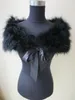 Kvinnor Real Ostrich Feather Fur Shawl Shawl Brug Bride Wedding Party Accessories Svart