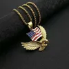 Collana con bandiera americana Eagle Statement Jewelry Collana con ciondolo in lega di alta qualità color oro