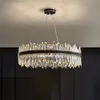 Lampadario moderno in cristallo per soggiorno Lampade a sospensione rotonde nere a led cristal lampada di lusso per la casa decorazioni per la sala da pranzo cristalli lampada lustro