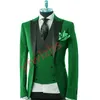 Trajes de hombre, esmoquin de novio verde, solapa de pico, padrinos de boda, graduación, cena, chaqueta, pantalones, chaleco con corbata w681