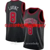 Mens Zach 8 Lavine City Derrick 1 Rose 23 Dennis 91 Rodman Scottie 33 Pijpen Rood Wit Zwart Streep Basketbal Jersey Shirt S-XXL