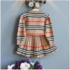 Spring Autumn Girls Striped Knitted Clothing Sets Cute Girl Long Sleeve Cardigan Sweaters With Bowknot+Skirts 2pcs Set Kids Outfits Children Suit Clothes