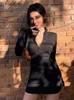 Macheda automne hiver Stretch mince doux côtelé tricoté robe à col roulé femme mode solide noir décontracté moulante robe zippée 220705