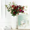 Dekoratif Çiçek Çelenkleri Yapay İpek Gül Uzun Şube Sahte Düğün Ev Masası Dekor Sevgililer Günü Hediye Bitkileri Oda Dekorariond
