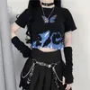 Femme T petit haut punk t-shirt vêtements courts vintage papillon Harajuku manches goutte produit chemise vêtements végétalien 220602