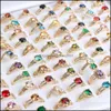 50Pcs/Lot Fashion Sparkling Zircon Gold Color Rings For Women Engagement Wedding Jewerly Colorf Party Gift Wholesale Drop Delivery 2021 Soli