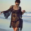 Femmes Saida de Praia Fissure de bain en dentelle Crochet Bikini Couvre-mail