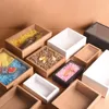 ギフトラップ10pcs折りたたみ式Kraft Paper Box with透明なPVCウィンドウブランクパッケージ結婚式の誕生日パーティーキャンディークッキーケーキボックスギフト