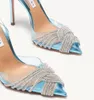 Estate di marca di lusso Gatsby Sandali scarpe per le donne Slingback Décolleté Turbinii di cristallo Puntali in PVC Punta a punta Lady Tacchi alti EU35-42