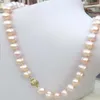 18-дюймовый натуральный золотой розовый Южный море 10-11 мм жемчужное ожерелье 14K