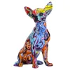 Simple Creative Color Bulldog Chihuahua Dog Statue Living Room Ornaments Home Entrance Wine Cabinet Office Decors Resin Crafts 220518