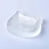 Decorative Objects & Figurines 1PC Natural Selenite Kitty Bowl Chakra Quartz Healing Crystal Plate Carving Crescent Stone White Gypsum Ornam