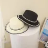 Caps Hats Fashion Kids Girl Boater Straw Hat Wide Brim Outdoor Seaside Beach Sun Flat Top com Pearlcaps