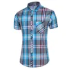 Modeplaidskjorta Män Sommar Casual Short Sleeve T-shirts Mens Plus Size Beach Hawaiian Tops Blouse Male 5XL 6XL 7XL 220322