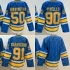 91 Vladimir Tarasenko Jersey 10 Brayden Schenn 50 Binnington 55 Colton Parayko 25 Kyrou Ryan O'Reilly Torey Krug Hockey Maglie Inverno Classico Blu Rosso Bianco