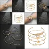 Bangle Braccialetti europei transfrontalieri Fashion Simple Leaves Deer Head Love Bracciale con fiocco di neve 4 set di gioielli per il commercio estero Drop D Dh9Yw