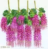 Nowe sztuczne bluszczowe kwiaty jedwabny kwiat wisteria winorośl kwiat rattan na ślubne elementy dekoracje bukiet girland dom ornament C0810X