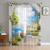 Curtain & Drapes Garden Building Seaside Flowers Tulle Sheer Window Curtains For Living Room The Bedroom Modern Voile Organza DrapesCurtain