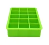 15 Grids Food Grade Silicone Ice Lattice Mold Square Shape Fridge Green Tray Fruit Block Maker Kitchen storage tools 220509