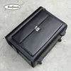 Beasumore Высококачественный кожаный капитан капитан Rolling Luggage Многофункциональный дюйм -сумка для ноутбука Мужчины Женщины пилотные колеса J220707