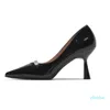 new black high thin heels pointed single autumn wedding shoes women's shallow mouth large size