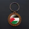 Porte-clés Drapeau de l'État de Palestine Porte-clés Souvenir Dôme en verre Palestinien Porte-clés Bijoux Emel22