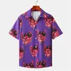 Devil Full tryckta Kortärmad T-shirts Män Sommar Blommor Loose Hawaiian Koreanska Streetwear Hip Hop Par Mode T Shirts Camisa 220401