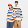 Män överdimensionerade sweatshirt Spring Hip Hop Streetwear Colorful Stripes Women Sweatshirt Harajuku Par Retro Korean Hoodie Men 220816