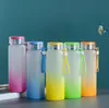 500 stks 6 kleuren fabrieksprijs sublimatietumblers waterfles 500 ml matglas water flessen gradiënt blanco tumbler drink ware cups