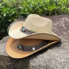 Bérets Summer Western Cowboy Chapeau pliant Protection solaire Moulonnaire Knight Caps turquoise déformé Edgetassel Performance Top Hatberets