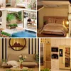 DIY Dollhouse Wooden Doll Houses Miniature Doll House Furniture Kit Casa Music Led Toys for Children Birthday Gift K16