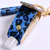 Party Favor New Leopard Print T-shaped Hand Sanitizer Holder with Empty Bottle PU Leather Cover Disinfectant Keychain Pendants GCE13588