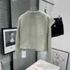 small fragrance celebrity style short gold button gray green tweed women's wool coat spring new