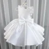 Robes de fille formelle 0 2 1 an robe d'anniversaire pour bébé fille vêtements gros arc princesse fête mariage baptême blanc cérémoniefille