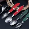 Taşınabilir takım çatal bıçak takımı Multitool Streetware gökkuşağı gereç şişesi yapabilir Spork çatal sofra piknik kamp kaşık bıçağı y220530