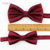 Solid Parent-Child Bowtie Conjunto Homens Mulheres Crianças coloridas Butterfly Setin Party Dinner Wedding Borgonha Red Bow Tie Acessório