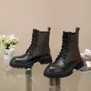 Classic Ankle Boots Fashion Designer Printing blandade f￤rger riktiga l￤derskor stretch boot halv stilett booty toppkvalitet platt klack kvinnors st￶vlar 4-10