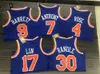 Camisas de basquete masculinas impressas da 75ª cidade Derrick 4 Rose 7 Carmelo RJ 9 Barrett Julius 30 Randle 17 Jeremy Anthony Lin cor Azul