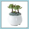 Jardinières Pots Fournitures de jardin Patio Pelouse Accueil Céramique blanche Petit pot de fleurs succulentes Mini table Pot de plante CTU Dhfqp