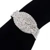 Bangle Oval Shape Full Rhinestone Multilayer Luxuly Elegant Silver Color Charm Armband Women Love Wedding Prom B190 Bangle