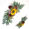 Party Decoration 2pcs Artificial Flower Row Arrangement Wedding Arch Floral Sign Welcome Wall Hanging Corner Backdrop DeocrParty