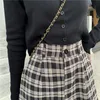 Eenvoudige vintage plaid causale lange vrouwen broek straat mode rechte wijde beenbroek 220325