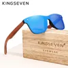 KINGSEVEN Brand Wooden Vintage Sunglasses Men Polarized UV400 Flat Lens Rimless Square Frame Women Sun Glasses Gafas 2206172952898