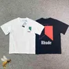 Rhude Tshirt 블랙 화이트 레이싱 카 남성 여성 고품질 Rh t 셔츠