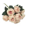 Une fausse fleur fourrée Rose 10 têtes par bouquet Simulation automne ronde Rosa pour centres de table de mariage