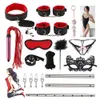 Bdsm Bondage Set Nieuwigheid Sexy Handboeien Zweep Open Been Terughoudendheid Anale Kralen Butt Plug Bullet Vibrator Speelgoed Voor Koppels