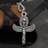Anhänger Halsketten Vintage alte ägyptische Flügelgöttin Auge des Horus Ankh Unisex Trend Amulett
