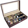 Bekijk dozen Cases Slots PU Leer display 3 bril met bril met ketting met sieraden opslagcollectie Standaard