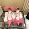 Women Dress Shoes London Pointed Toes High Heel Latte Black Fuchsia Wedding Shoe Bowtie Silk Lady Sneakers With Box